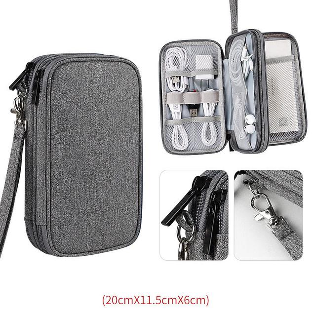 Travel Gadget Portable Backup Charger Power Bank Storage Bag Cable Electronic Organizer External Battery SD Cards Hard Drives USB Wires Case Kit Pouch