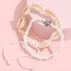 2PCS Braided Rope Rice Beads Anklets Set Shell Vintage Beach