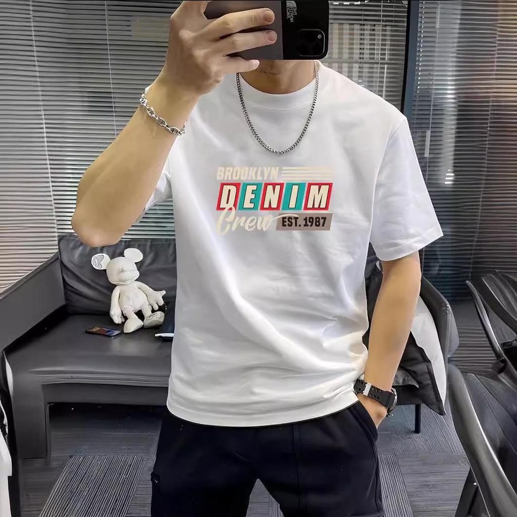 Мужская футболка с коротким рукавом из чистого хлопка в стиле ретро - 100% хлопок