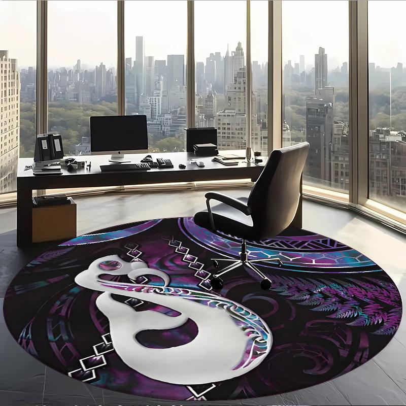 New Zealand Pāua (1) Round Office Rug Decorative Floor Rug for Office Bedroom Living Room and Home Space