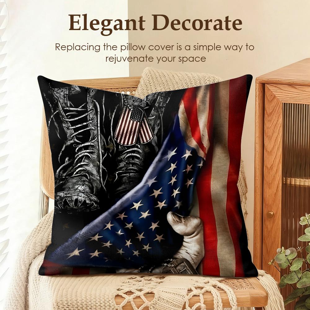 Emblem Usa Fire Police Military Cushion Cover Natural Linen Organic Fabric DoubleSided Printing Sofa Home Decor Pillow Case