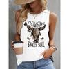 Женская майка с принтом бабочки и головы коровы, уличная мода, женская футболка без рукавов, летняя повседневная женская майка