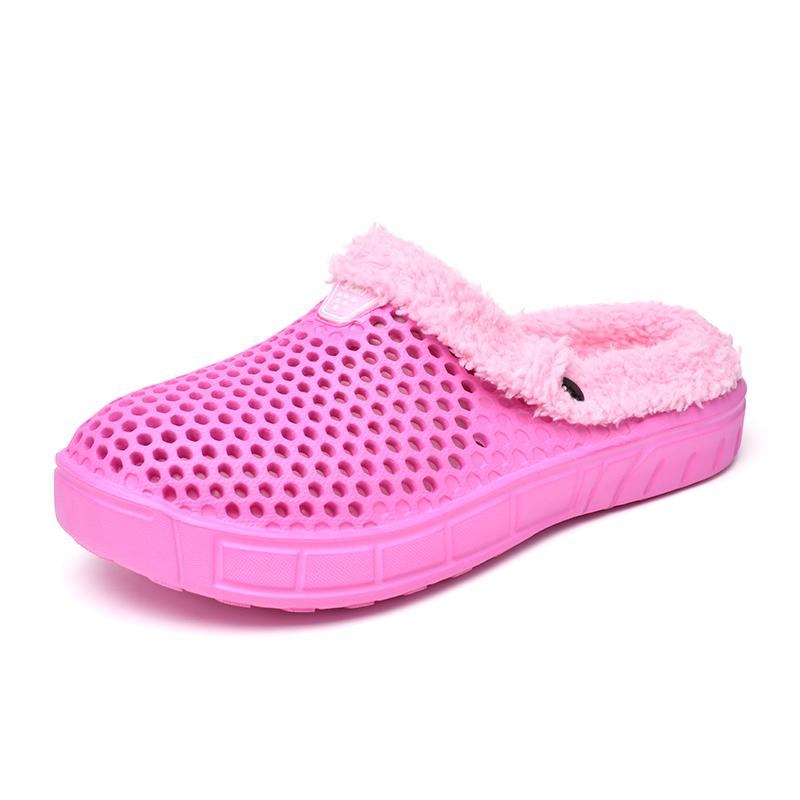 Fashion Winter Men's Slippers Warm Fur Outdoor Comforty Couple Shoes Thick Sole Plush Home Shoes Men Women Anti-slip Slides Garden Shoes