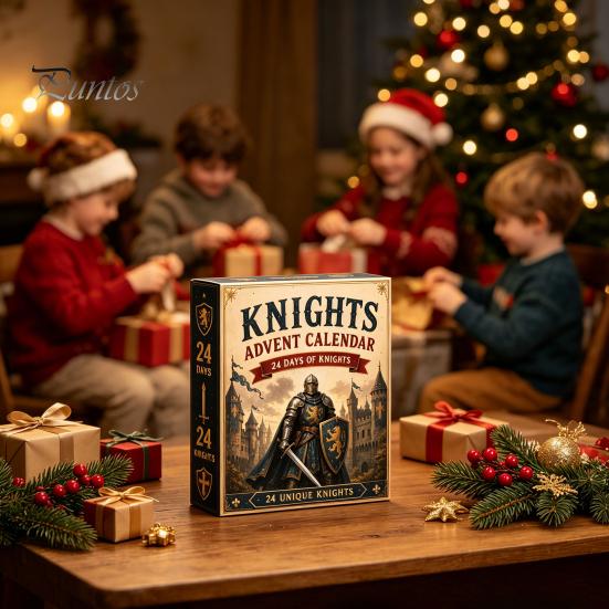 Medieval Themed Decorations Christmas Knight Advent Calendar, with 24 Acrylic Decorations, Calendar Day Xmas Countdown Box, Holiday Party Collectible
