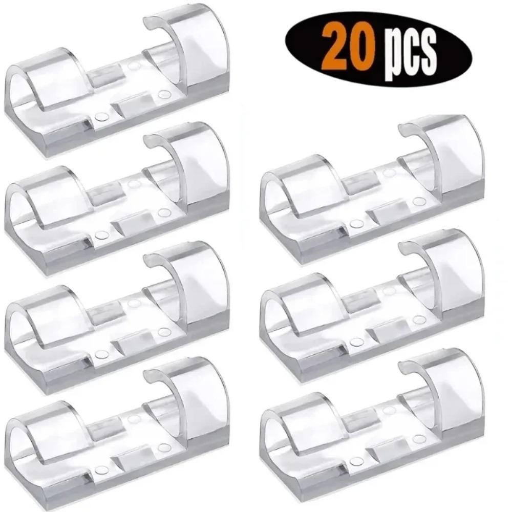 Plastic Material Cable Management Clips Self Adhesive Cord Holder Desktop Cable Arrangement