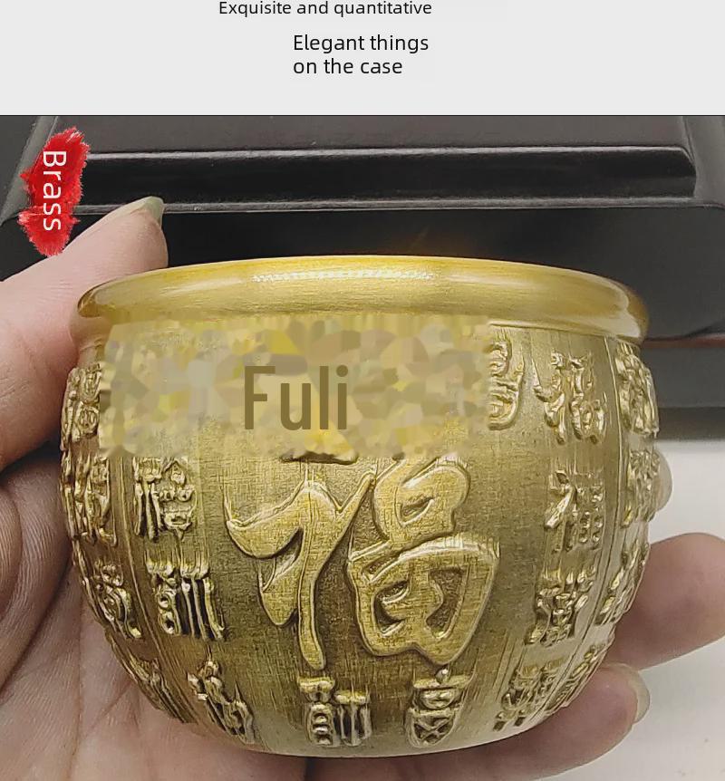 Brass Baifu Cylinder with Fu Character – Elegant Home and Office Décor Craft