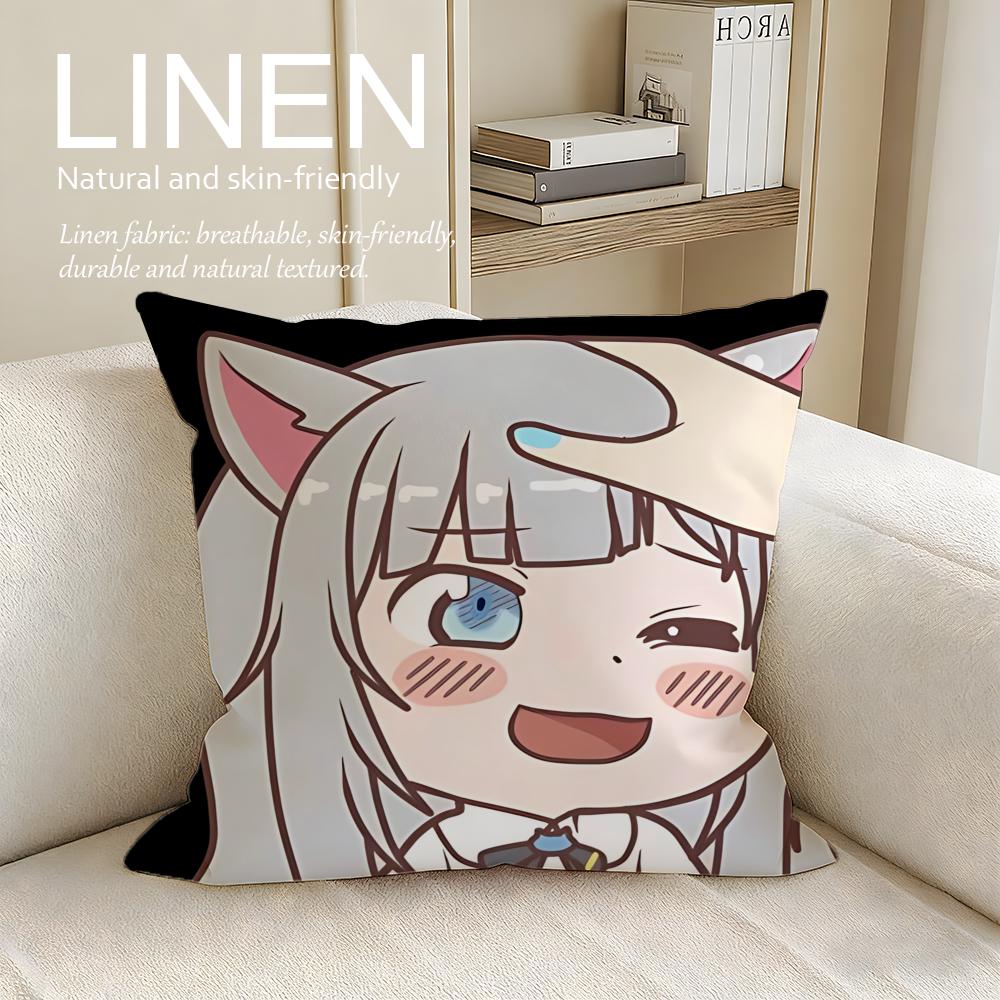 Cute Chibi Neko Cushion Cover Pillowcase Set Pcs x x Breathable Washable Sofa Cushion Cover