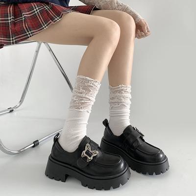 Французские ретро черные туфли на круглой платформе с круглым носком, женские, летние универсальные туфли 2025 года, на толстом каблуке, одинарные туфли