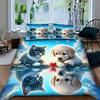 Cute Cat Dog Pattern 3D Printed Bedding Set Cute Animal Romantic Couple Theme Duvet Cover Soft Comfortable Luxury Quilt Cover
