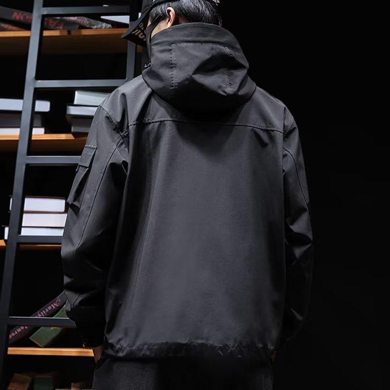 Мужская водонепроницаемая и ветрозащитная альпинистская куртка с капюшоном - Легкая, осенняя, однослойная, для повседневной носки на открытом воздухе