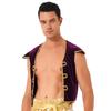 Mens Arabian Prince Costume Cap Sleeve V Neckline Braided Trimming Vest Waistcoat Halloween Cosplay Dress Up