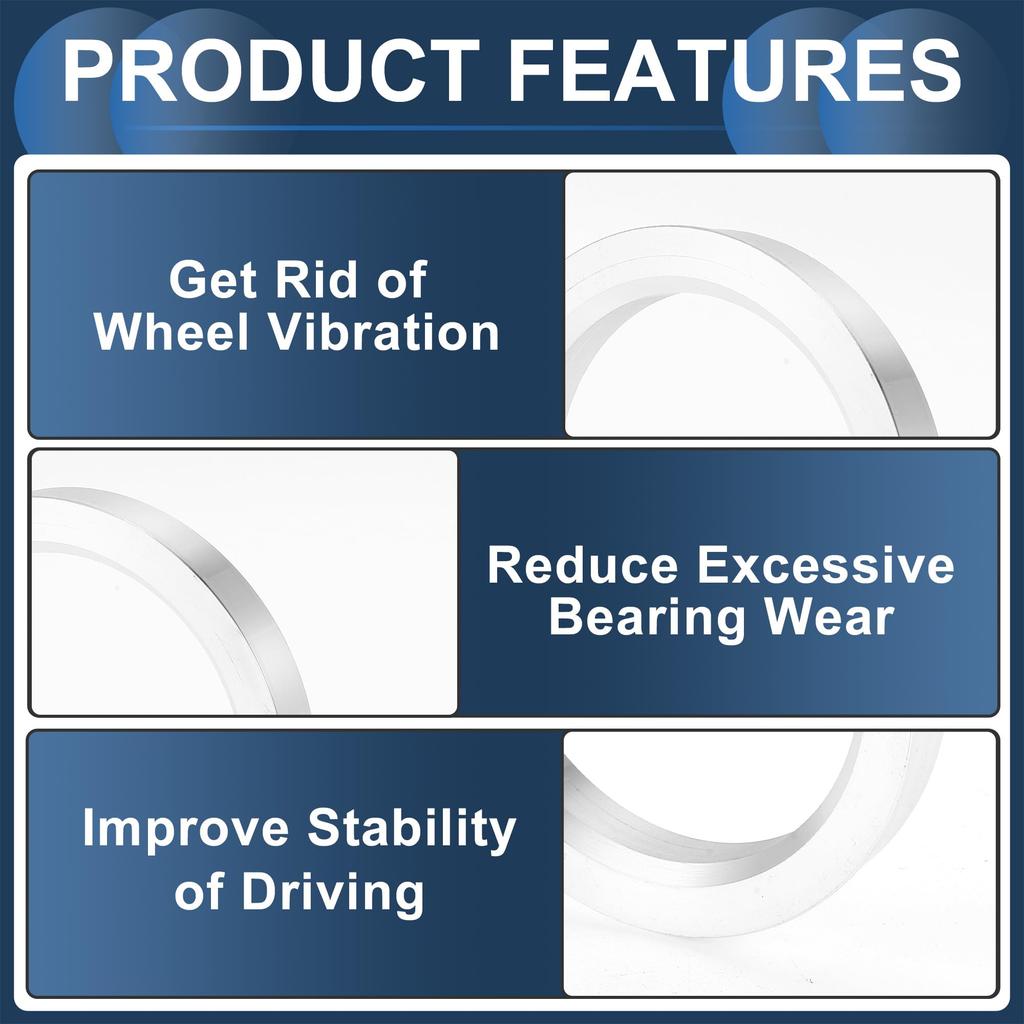 Центрирующее кольцо ступицы колеса INFINAUTO с внешним диаметром 72,1 мм и внутренним диаметром 56,1 мм, амортизирующее кольцо ступицы из алюминиевого сплава, серебристый тон, прочное
