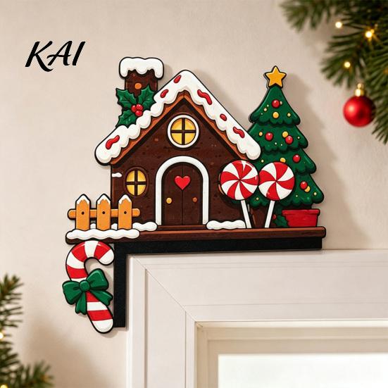 Wooden Corner Signs for Doors Christmas Door Topper Stickers, Seasonal Frame Decoration, L-shaped Sign Party Supplies House Holiday Home Decor,