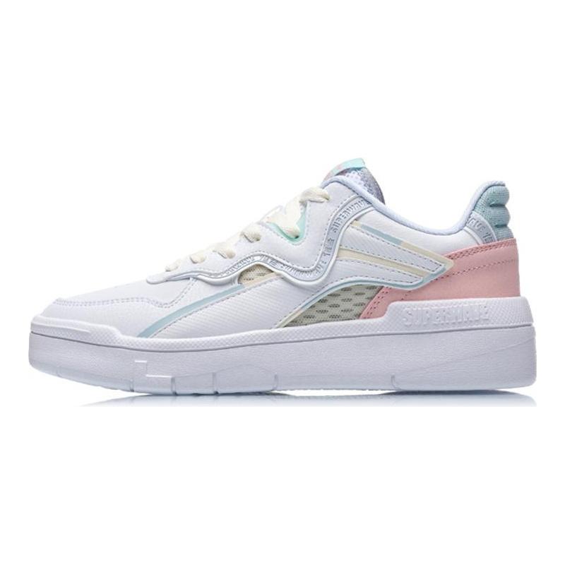 Li Ning Wave Spwv Lite Нескользящие износостойкие Низкие Скейтбордические кроссовки Женские Цвет Солевая пудра AGCR048-3