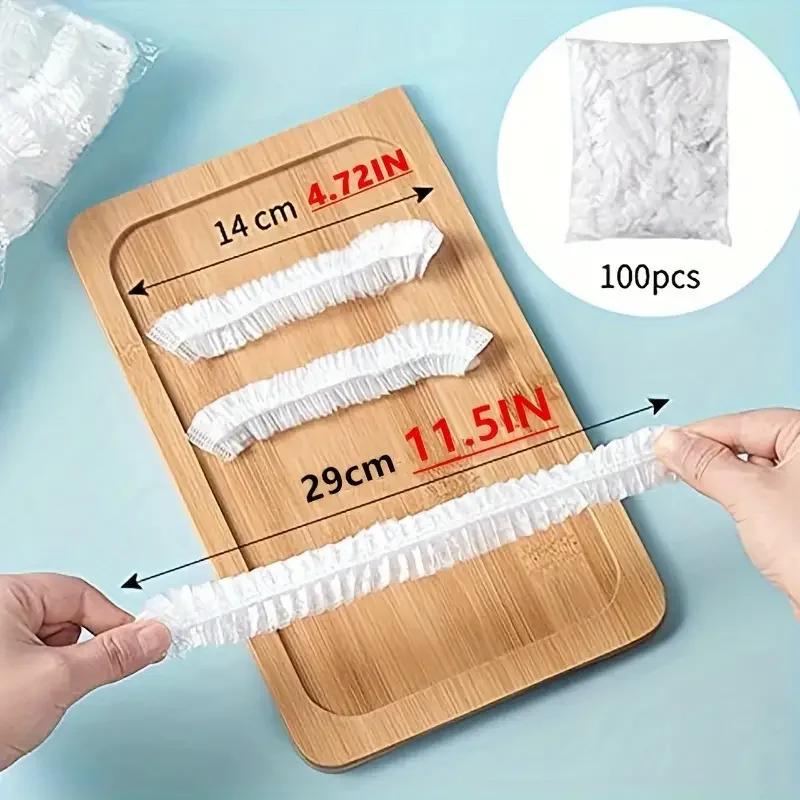 Набор из 200 предметов: Многоразовые эластичные крышки для хранения продуктов + одноразовые шапочки для душа - Идеально для хранения на кухне и защиты от душа