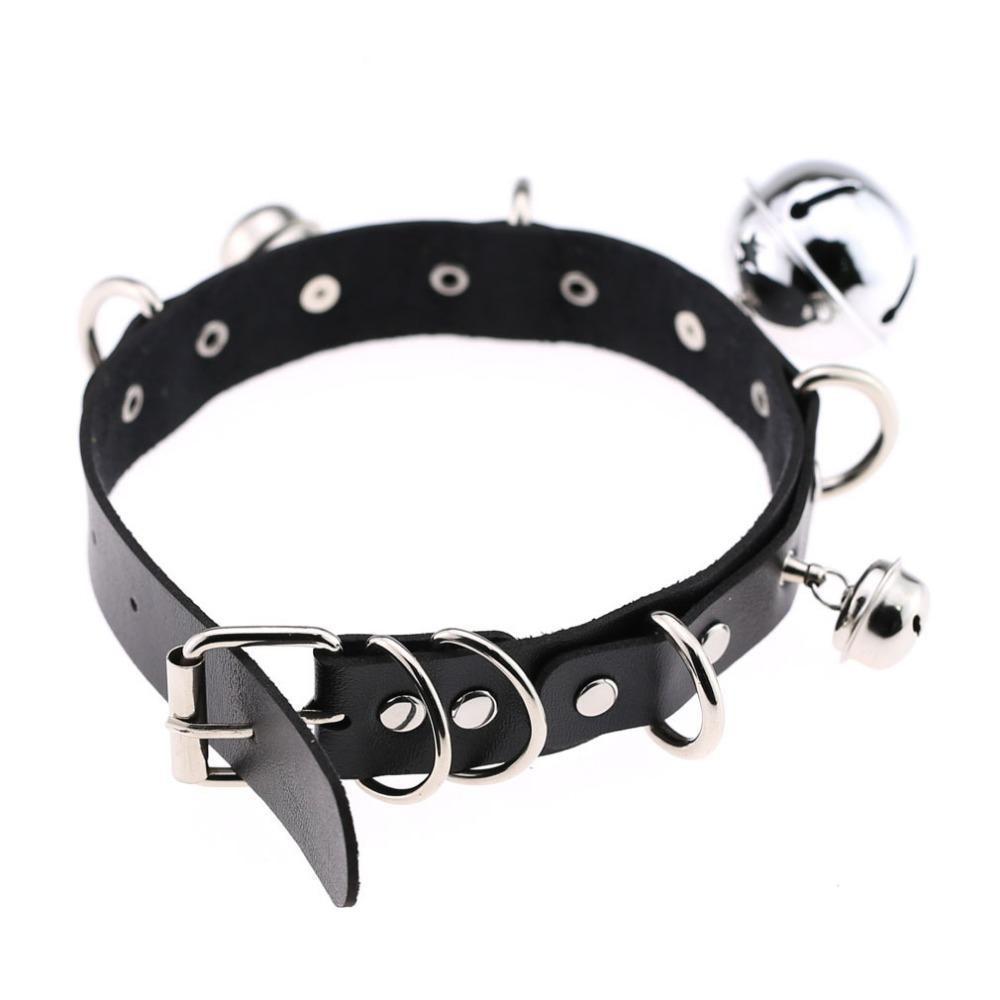 Pleather Cat Bell Collar Kitten Play Leather Collars & Leashes