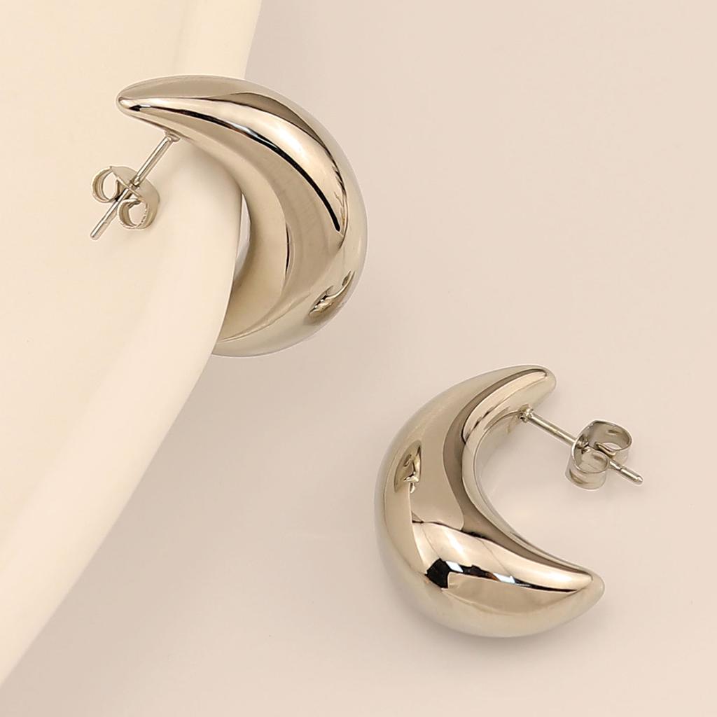 Серьги-гвоздики из титановой стали Melon Seed Серьги-полумесяцы Advanced Sense Hollow Temperament Серьги из нержавеющей стали