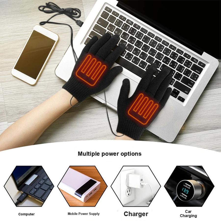 USB-перчатки с подогревом Зимние теплые с управлением Сенсорный экран Офис На улице Лыжи Катание Антискользящие перчатки