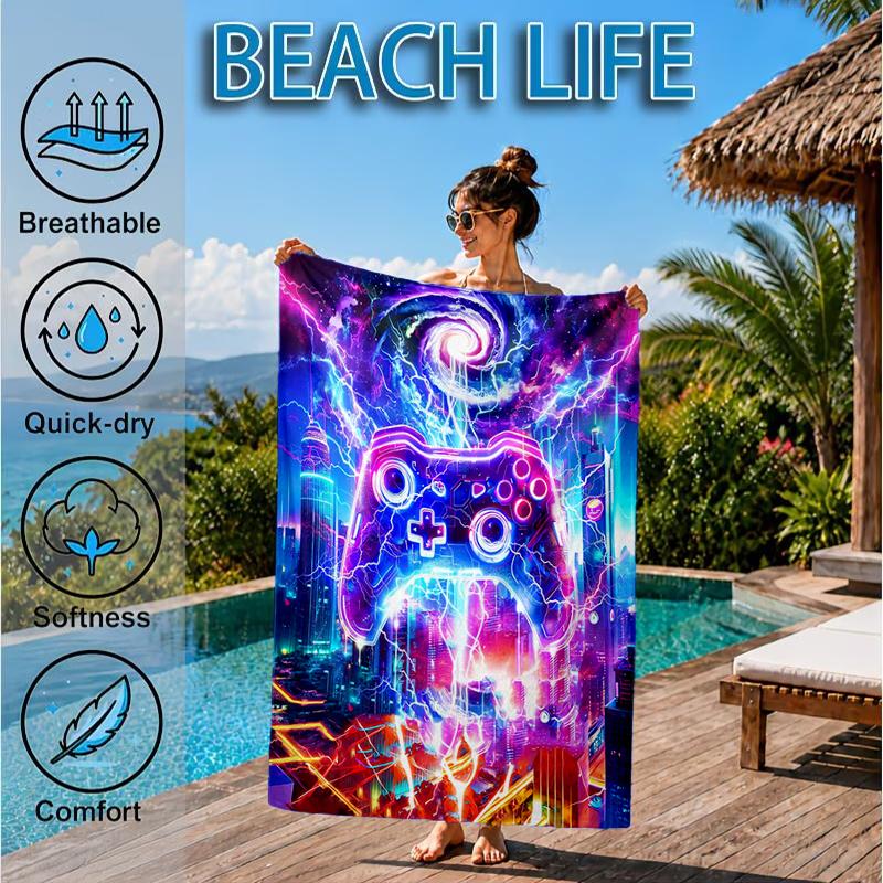 Colorful Gaming Controller Beach Towel, Microfiber Beach Towel, Perfect For Pool, Beach, Travel, Home Decor Beach Party Fan gifts