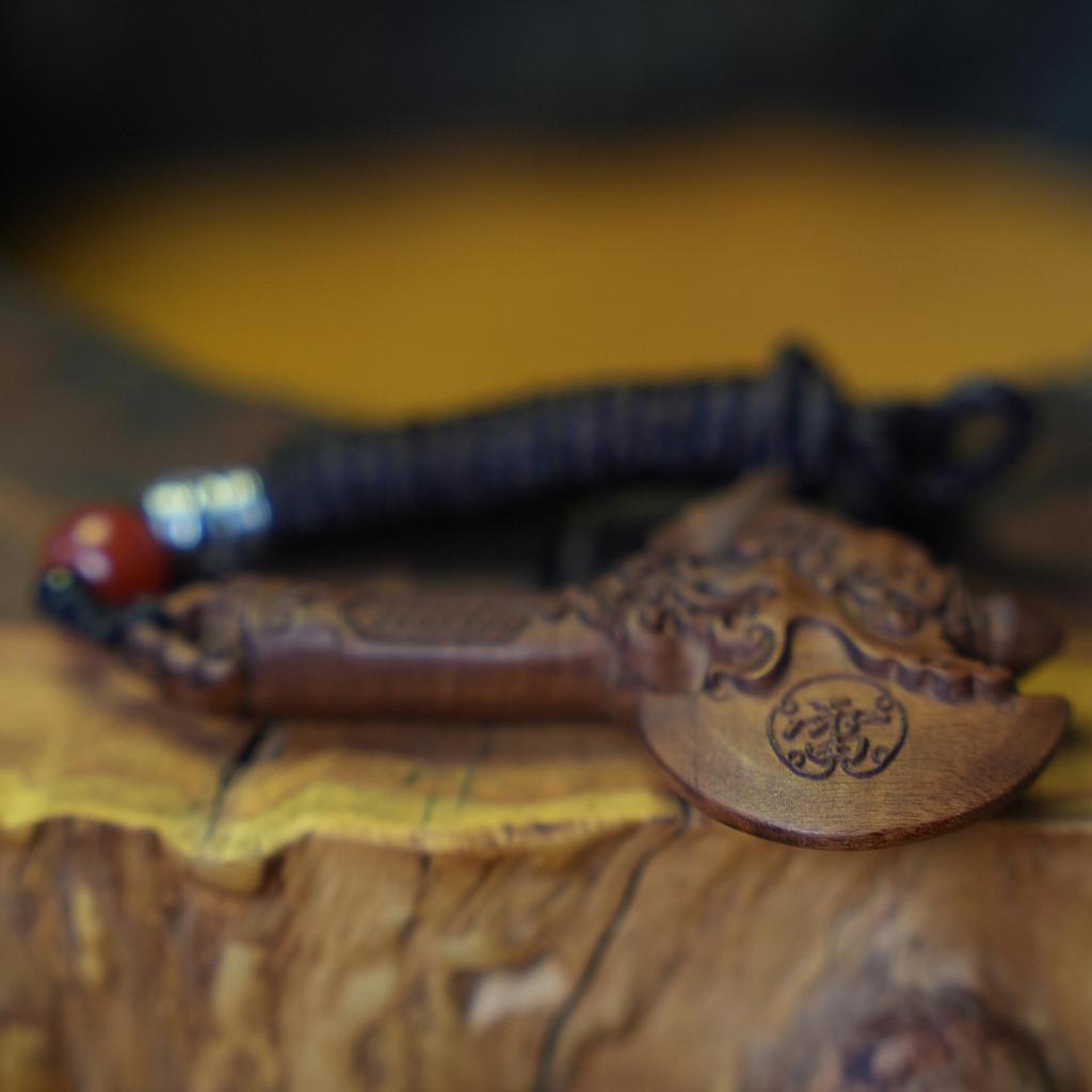 Thunderstruck Jujube Wood Axe Pendant Charm - Handmade Carved Accessory