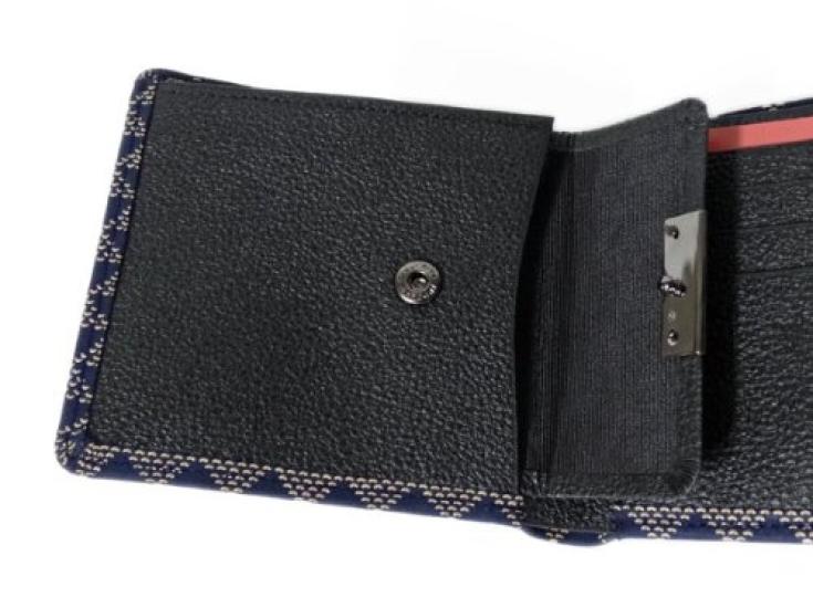 Кошелек бифолд Inden 2003 Отделение для купюр C Синяя оленья кожа x белая лакировка Узор «Волновая чешуя» [Indenya]