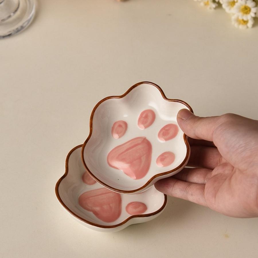 1pc Japanese Style Cat Paw Seasoning Dish Cute Cartoon Meal Dish Home Dipping Sauce Mustard Soy Sauce Salad Tomato Sauce Salad D