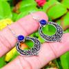 Natural Lapis Lazuli Gemstone 925 Sterling Silver Gift Earring 1.85" e3P37