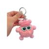 Keychain Cartoon Doll Wearing Hat Glasses Decor Imitation Rabbit Fur Charm Key Chain Keys Backpacks Cars Accessories
