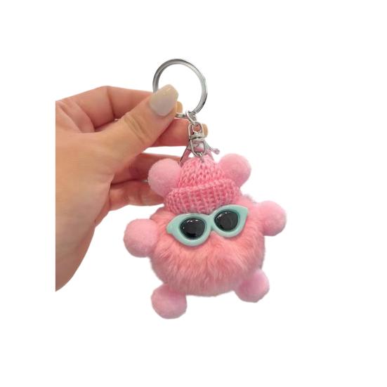 Брелок Мультяшная Кукла в Шляпе Очки Декор Шарм Имитация Кроличьего Меха Брелок для Ключей Ключи Рюкзаки Автомобили Аксессуары