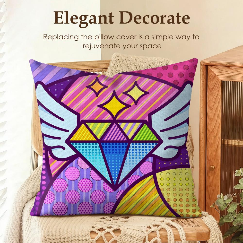Fashion Britto Art Cushion Cover Natural Linen Organic Fabric DoubleSided Printing Sofa Home Decor Gift Pillow Case
