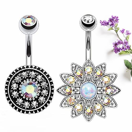 2 шт./компл. цветочные женские искусственные опаловые штанги пупка кольцо пирсинг пупка