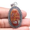 Подвеска дизайнерская яшма драгоценный камень День святого Валентина этническое серебряное украшение 2.5"