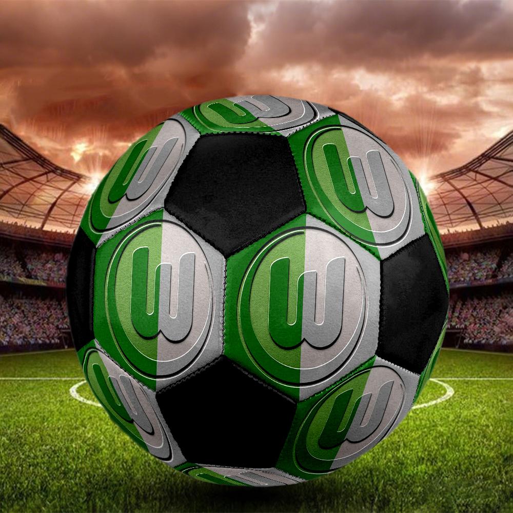 VfL Wolfsburg Indoor Soccer Ball Colorful Machine Stitched PVC Size 5 Team Training Competition Ready Durable High-Bounce Cool Sports Gift