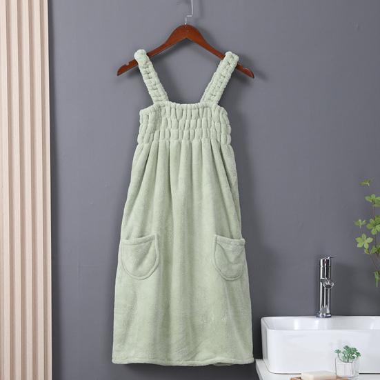 Коралловый флисовый банный халат, быстро впитывающий, быстросохнущий, эластичный, без рукавов, плиссированный, с карманами, свободный, на подтяжках, одежда для пляжа, спа, бассейна, банный халат