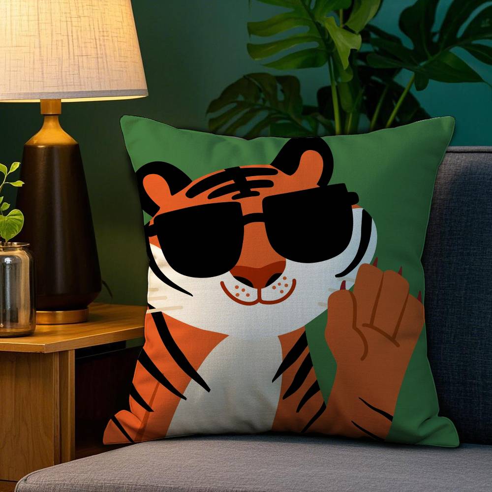 Мультяшное животное Милая наволочка Диван Гостиная Спальня Двусторонняя печать Квадратная подушка Подушка для сна