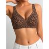 Women S Plus Size Seamless Deep V Leopard Print Thin Underwire Free Bra
