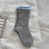 Grayish-blue Socks, Sweet Ribbons, Bows, Buttons, Autumn and Winter Piles of Socks