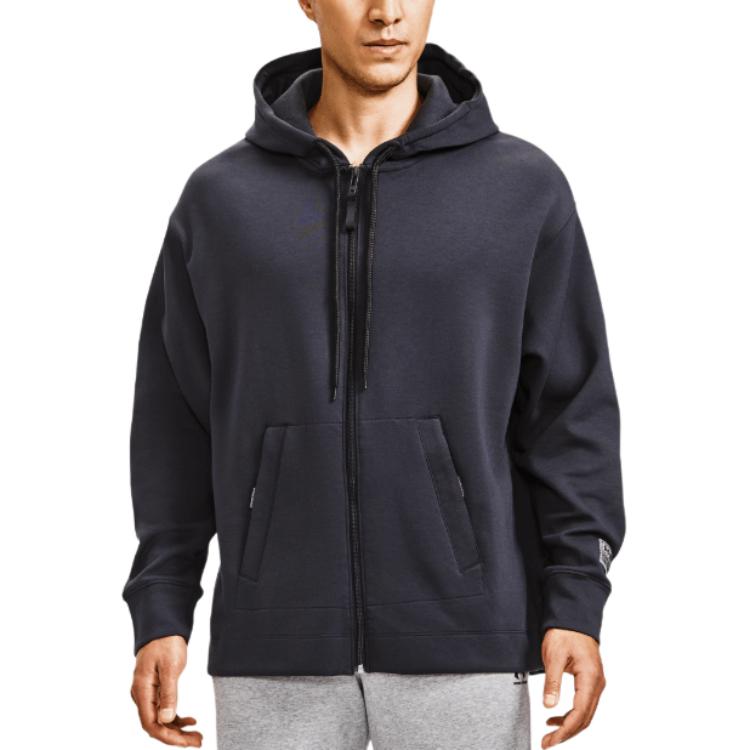 Under Armour Мужская однотонная толстовка с логотипом и маленькой эмблемой, черный 1379051-001
