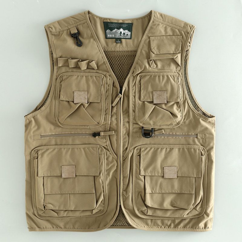 Foreign Trade Original Order Export Cut Label Fashion Multi-Pocket Men's Vest Casual Breathable Outdoor Tail Single Vest Tide