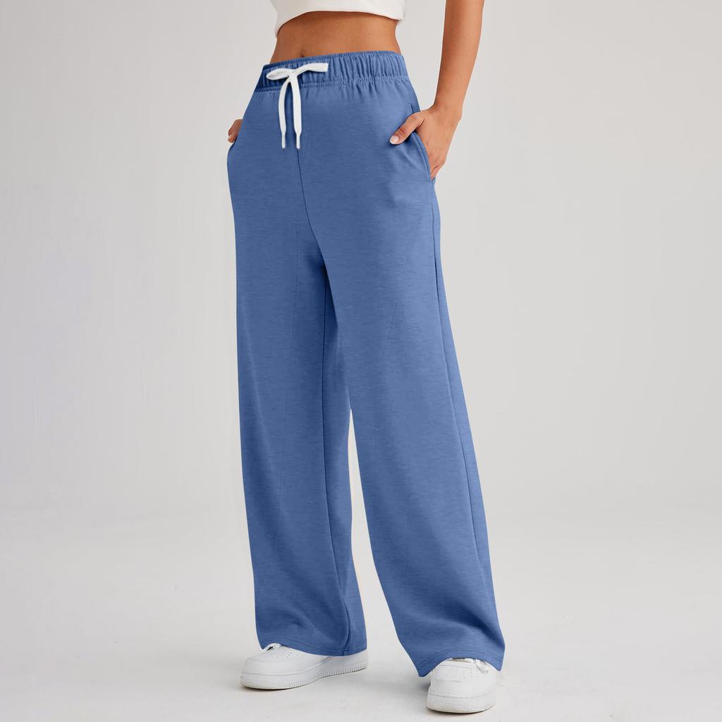 Женские широкие спортивные брюки с высокой талией, свободные прямые брюки, спортивные брюки для бега
