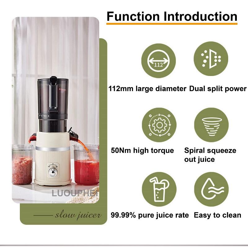Xiaomi 2L Automatic Large Caliber Juicer Low-speed Juicer Multifunctional Fruit Vegetable Screw Slow Juicer Household Electric Juicer