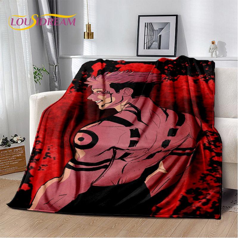 Мягкое плюшевое одеяло с героями мультфильмов Jujutsu Kaisen, фланелевое одеяло для гостиной, спальни, кровати, дивана, чехол для пикника, детское одеяло