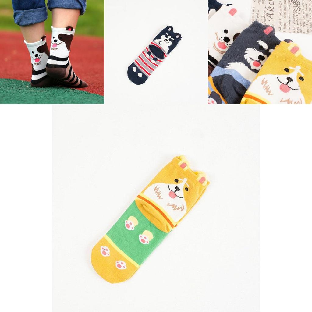 Premium Quality Womens Cotton Socks Featuring Cute Cartoon Dog Motif