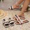 Women's Flat Slippers With Metal Buckle Summer Beach Sandals Outdoor Casual Slide Shoes