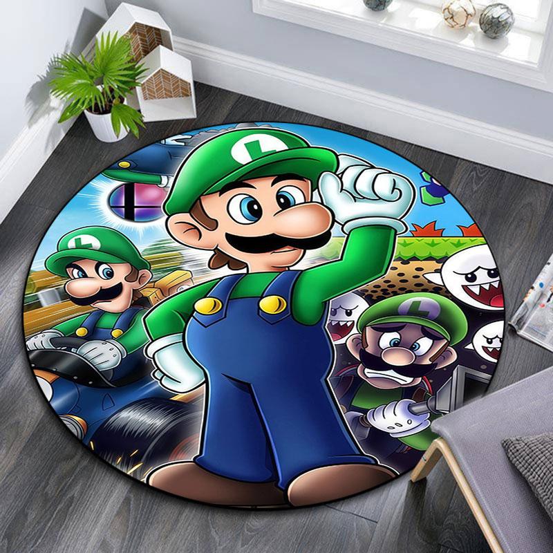 Luigi pattern round rug,Carpet Rug for Living Room Bedroom Playroom ,Non-slip Floor Mat,Holiday Gifts and Birthday Gifts.