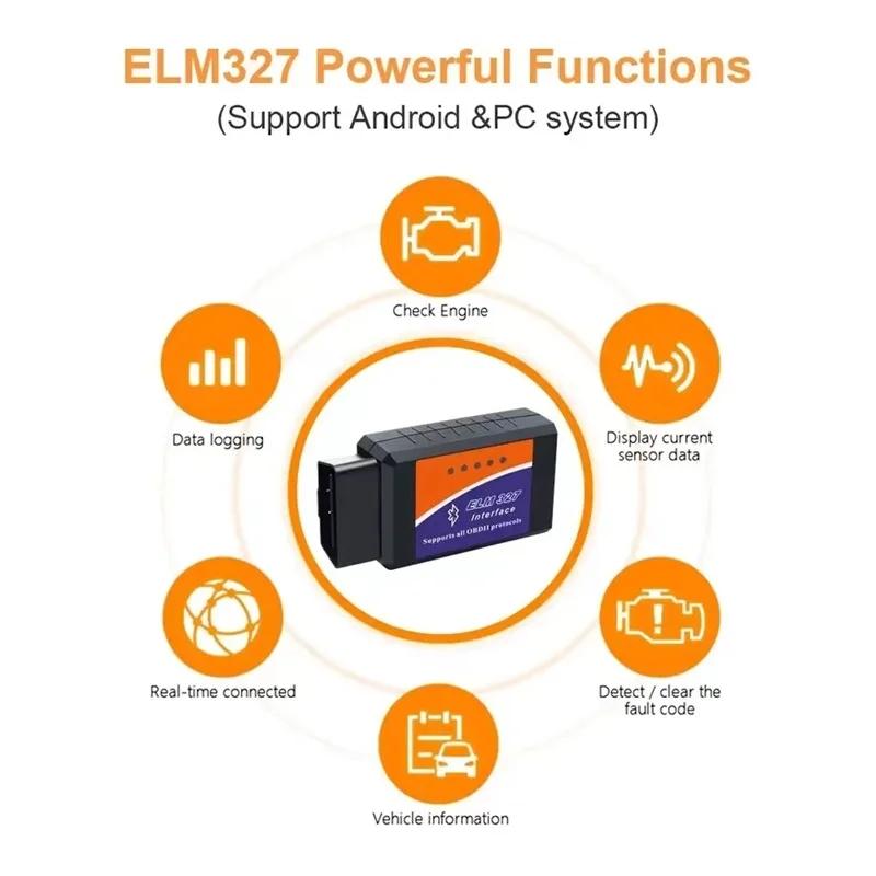 Автомобильный детектор неисправностей ELM327 V1.5 OBD2 Сканер Bluetooth Инструмент для диагностики автомобиля Для Android / IOS Считыватель кодов