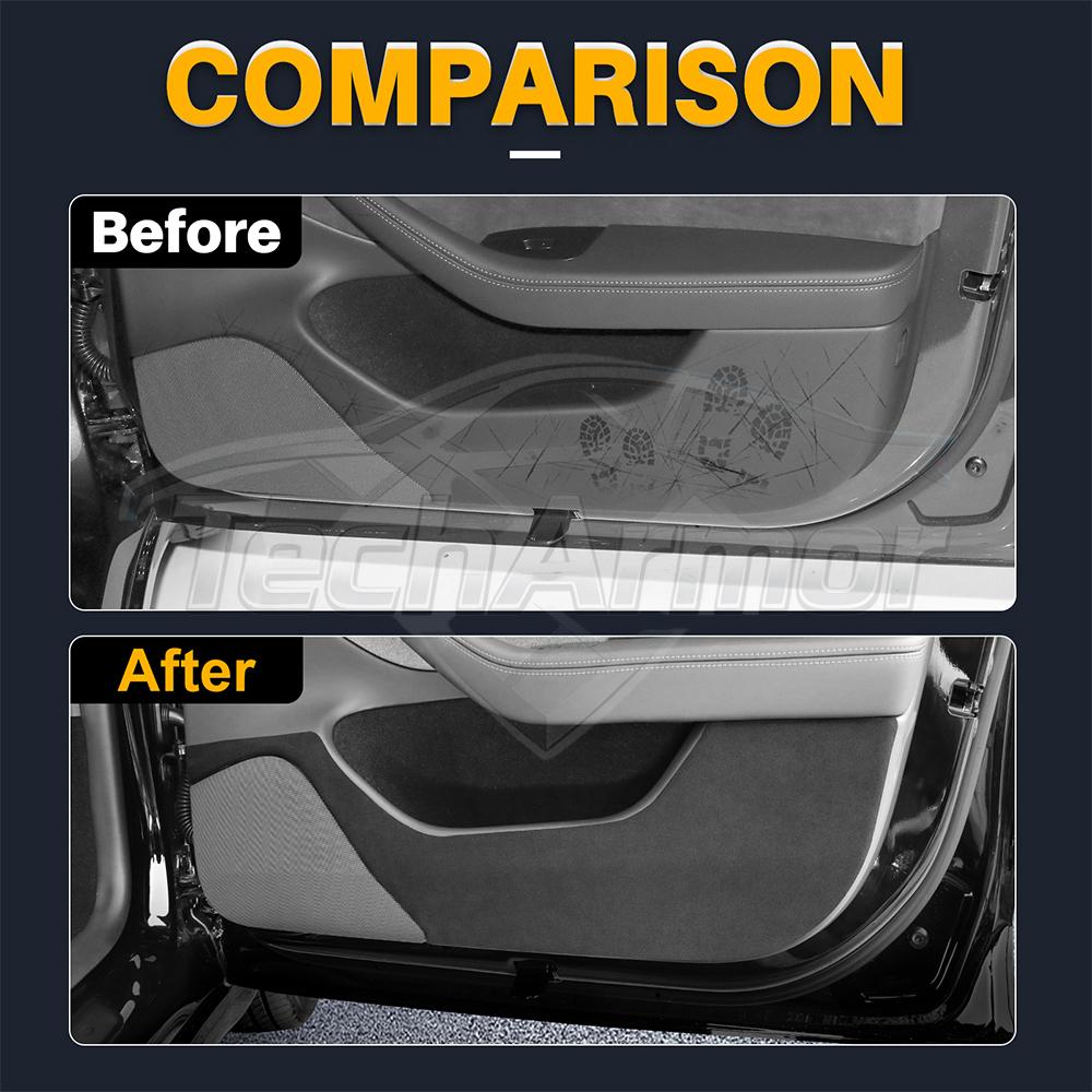 Suede Leather Anti-Kick Door Sticker for Tesla Model 3 Model Y 2017-2026 Interior Protection