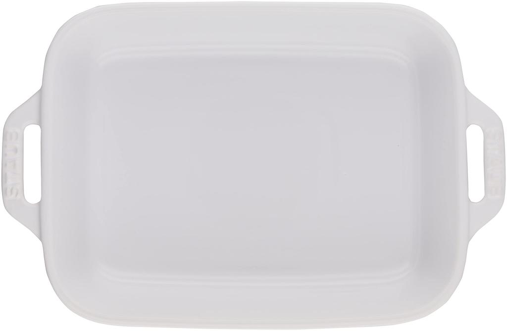 Staub Dish White 20 X Ceramic Gratin Dish Oven Microwave Safe Japanese Dish "Rectangular 16cm" [Authorized Product] 40508-589