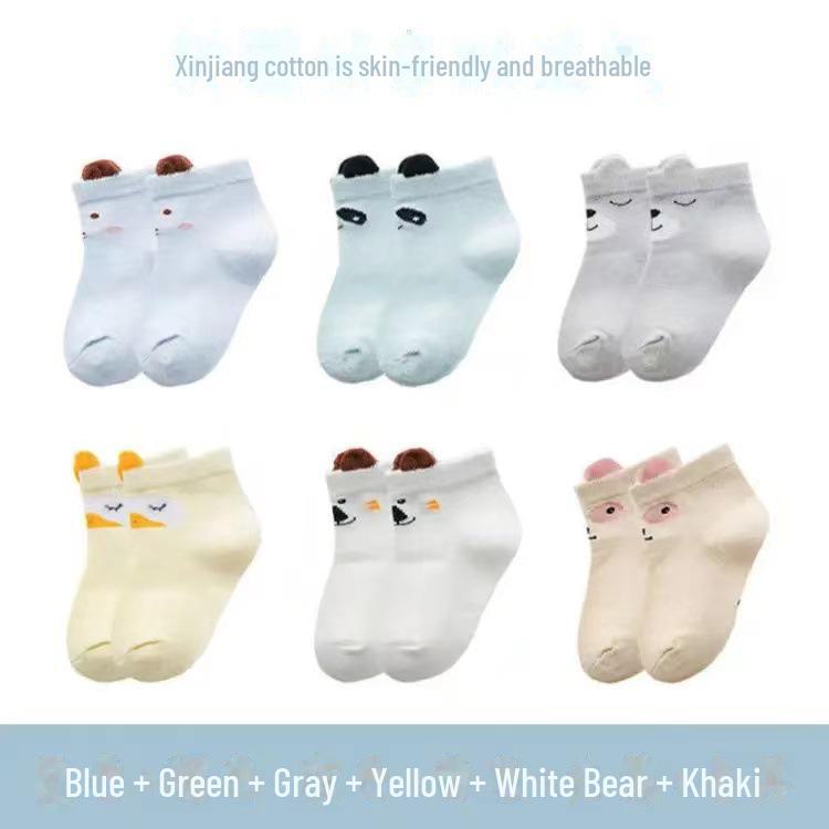 Хлопковые детские носки с рисунком на 1-3 года - весна и лето, средняя длина