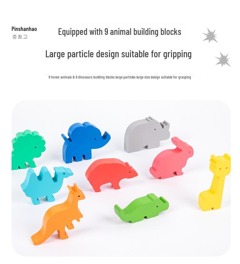 Dinosaur Balance Boat: Wooden Stacking Blocks for Early Learning & Intellectual Development